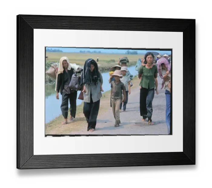 Framed Print : Vietnamese Refugees Fleeing on Foot Framed Print : Vietnamese Refugees Fleeing on Foot