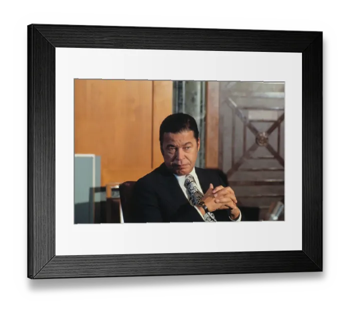 Framed Print : Edward Brooke with Clasped Hands at His Desk