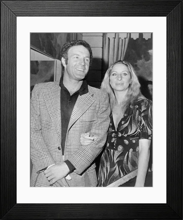 Framed Print : Entertainers Barbra Streisand and James Caan Posing at Premier Event Framed Print : Entertainers Barbra Streisand and James Caan Posing at Premier Event