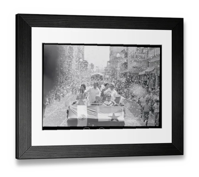Framed Print : Josip Broz Tito Riding in Motorcade with Mexican Officials Framed Print : Josip Broz Tito Riding in Motorcade with Mexican Officials