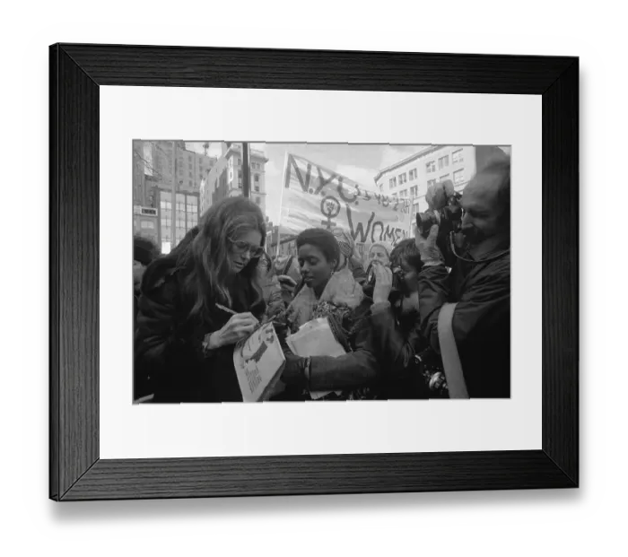 Framed Print : Gloria Steinem Signing Autographs for Demonstrators Framed Print : Gloria Steinem Signing Autographs for Demonstrators