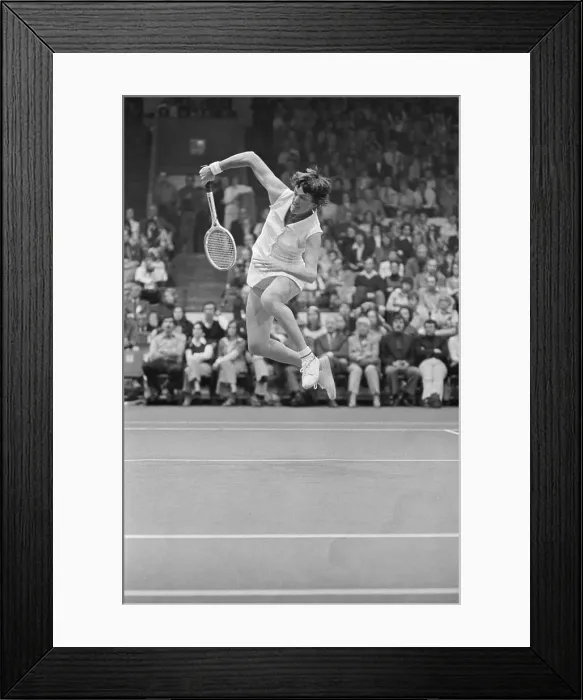Framed Print : Margaret Court Jumping During Tennis Match