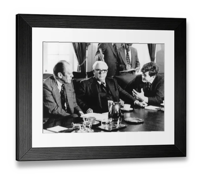 Framed Print : President Gerald Ford, John Flynt, And Paul McCloskey In Conference