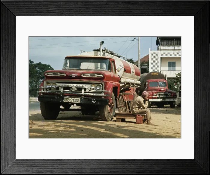 Framed Print : Man And Fuel Truck In Cambodia Framed Print : Man And Fuel Truck In Cambodia