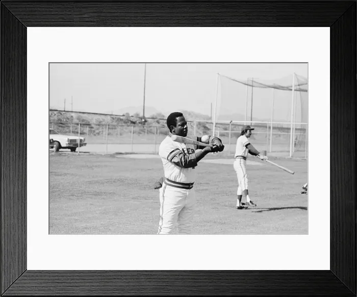 Framed Print : Hank Aaron Practicing Before Game Framed Print : Hank Aaron Practicing Before Game