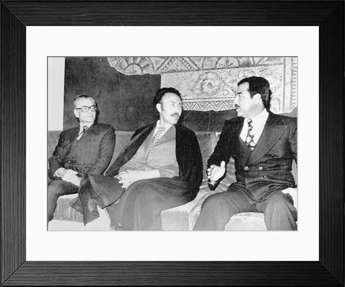 Framed Print : Algeria President Boumedienne with Saddam Hussein and Shah of Iran