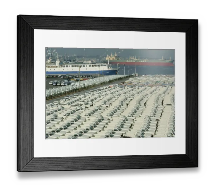 Framed Print : Cars Awaiting Export In Japan Framed Print : Cars Awaiting Export In Japan