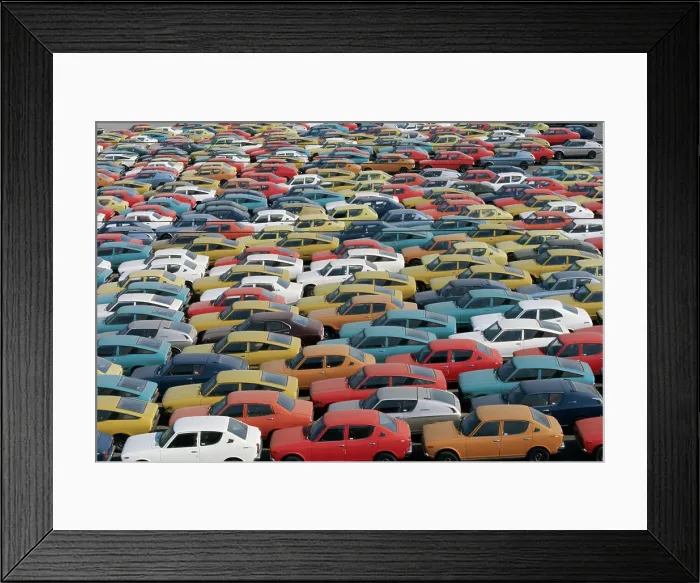 Framed Print : Rows of Japanese Cars Waiting to Be Exported Framed Print : Rows of Japanese Cars Waiting to Be Exported