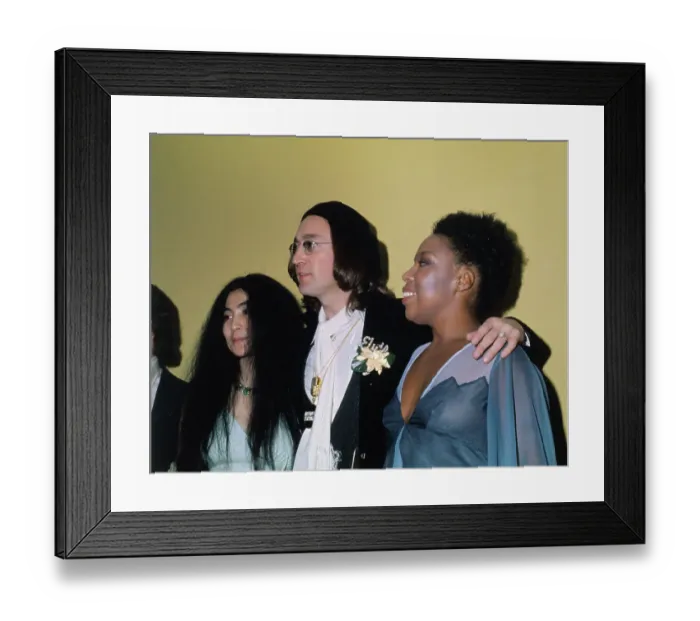 Framed Print : John Lennon and Wife Posing with Roberta Flack Framed Print : John Lennon and Wife Posing with Roberta Flack
