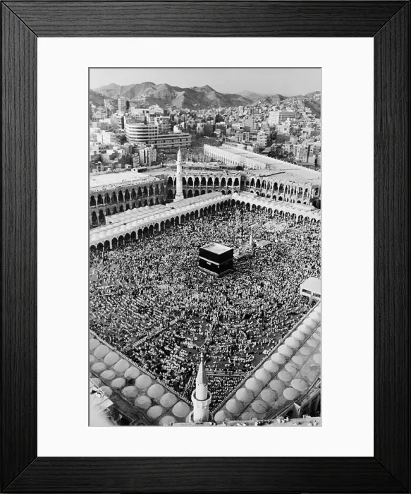 Framed Print : Aerial View of Muslems Gathering at Mosque in Mecca Framed Print : Aerial View of Muslems Gathering at Mosque in Mecca