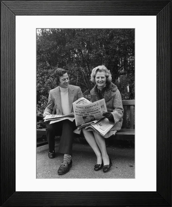 Framed Print : Margaret Thatcher And Son On Park Bench Framed Print : Margaret Thatcher And Son On Park Bench