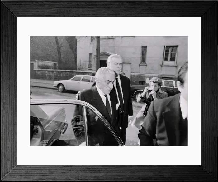 Framed Print : Aristotle Onassis and Bodyguard Leaving Limousine Framed Print : Aristotle Onassis and Bodyguard Leaving Limousine