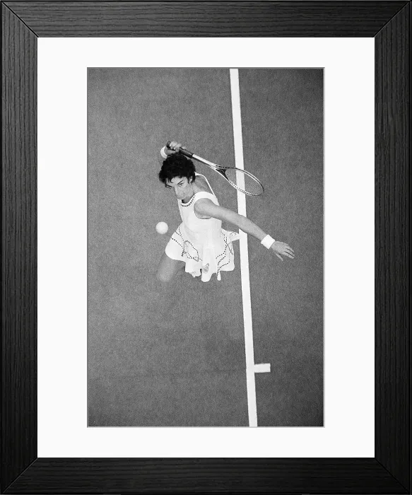 Framed Print : Overhead of Julie Heldman Serving Framed Print : Overhead of Julie Heldman Serving