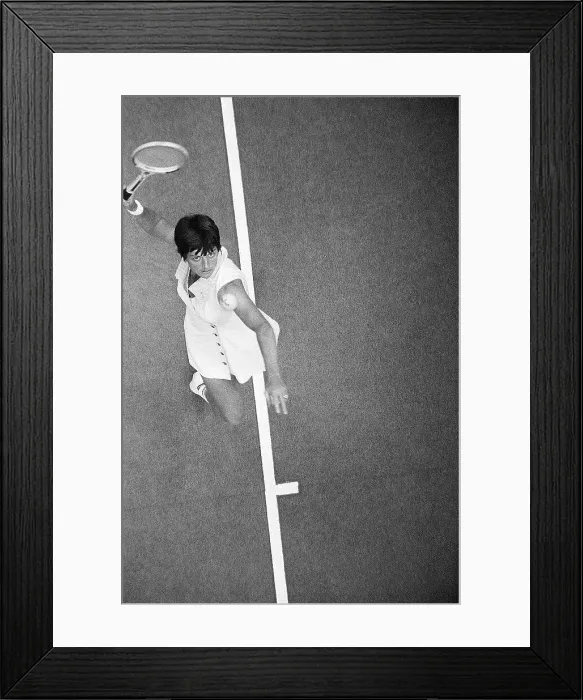 Framed Print : Overhead of Margaret Court Serving Framed Print : Overhead of Margaret Court Serving