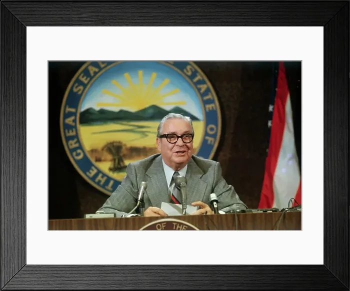 Framed Print : James A. Rhodes Speaking at Press Conference Framed Print : James A. Rhodes Speaking at Press Conference