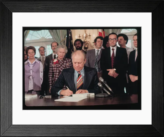 Framed Print : Gerald Ford Signing Economic Report Framed Print : Gerald Ford Signing Economic Report