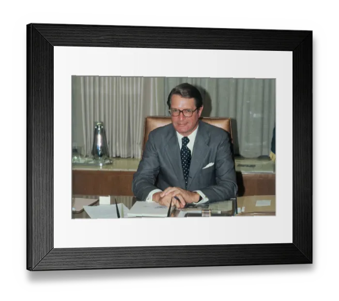 Framed Print : Elliot Richardson Smiling at His Desk Framed Print : Elliot Richardson Smiling at His Desk