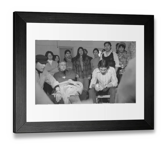 Framed Print : Marlon Brando Singing with Indian Supporters Framed Print : Marlon Brando Singing with Indian Supporters