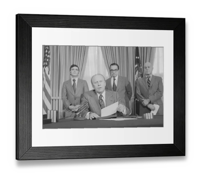Framed Print : Gerald Ford with Alan Greenspan and Others Framed Print : Gerald Ford with Alan Greenspan and Others