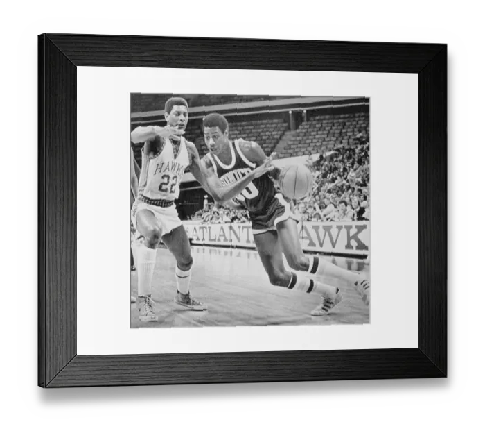 Framed Print : John Drew. Supersonics Wardell Jackson (30) drives hard for the basket Framed Print : John Drew. Supersonics Wardell Jackson (30) drives hard for the basket