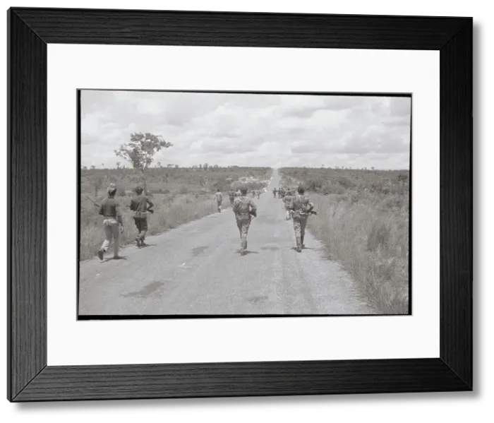 Framed Print : Angolan Foot Soldiers Traveling on Dirt Road Framed Print : Angolan Foot Soldiers Traveling on Dirt Road