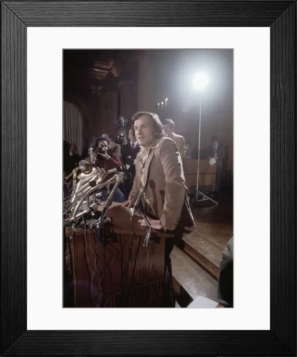 Framed Print : Hugh Hefner Giving Press Conference Framed Print : Hugh Hefner Giving Press Conference