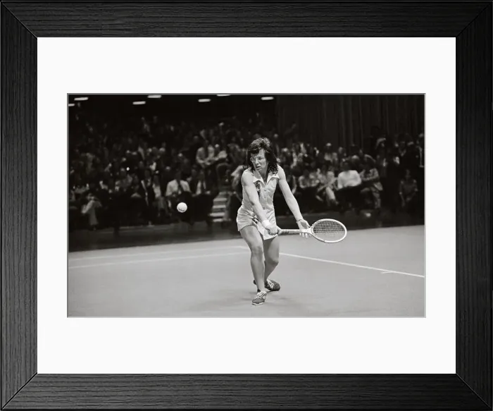 Framed Print : Billie Jean King Performing Backhand Play in Tennis Match Framed Print : Billie Jean King Performing Backhand Play in Tennis Match