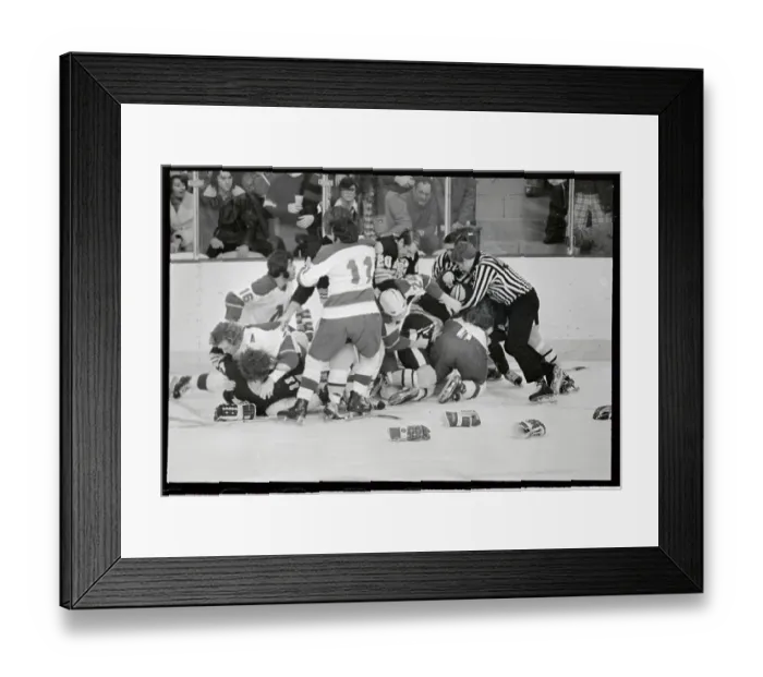 Framed Print : Knockdown Fight in Hockey Rink Framed Print : Knockdown Fight in Hockey Rink