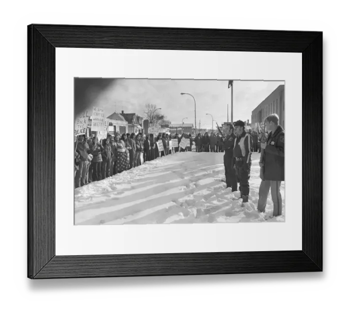 Framed Print : Police Facing Native Am Protesters Framed Print : Police Facing Native Am Protesters