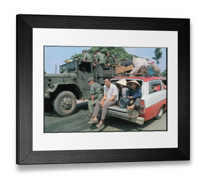 Framed Print : Refugees Riding in Crowded Station Wagon Framed Print : Refugees Riding in Crowded Station Wagon