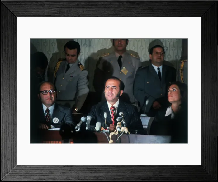 Framed Print : Carlos Andres Perez at Press Microphones Framed Print : Carlos Andres Perez at Press Microphones