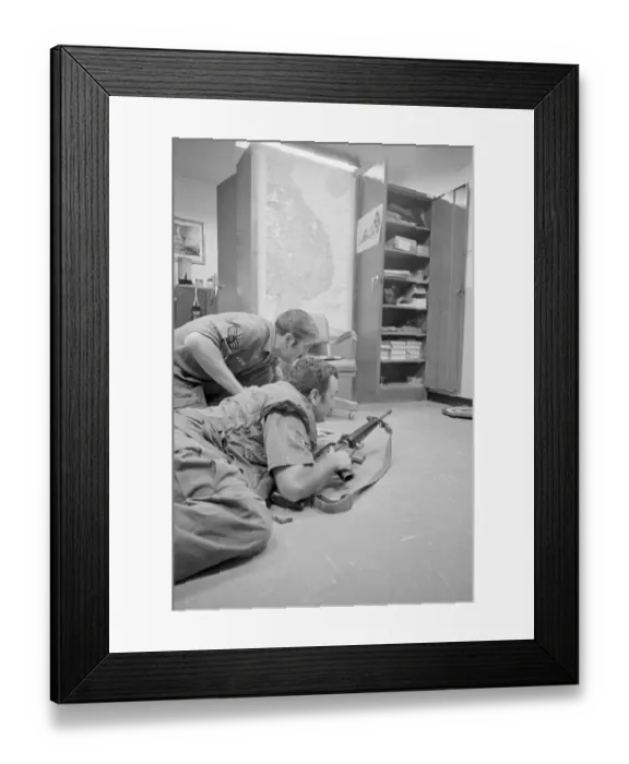 Framed Print : American Soldiers Taking Cover During Da Nang Attack Framed Print : American Soldiers Taking Cover During Da Nang Attack