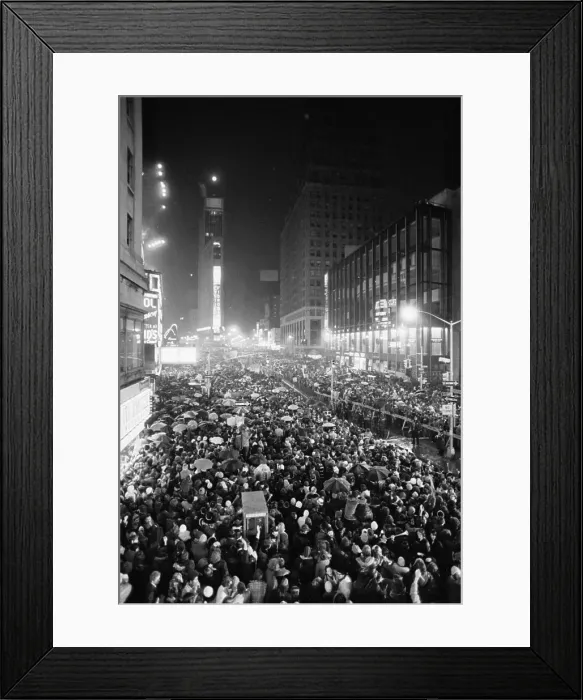 Framed Print : Street New Year's Eve celebrations, Times Square, Manhattan, New York City, New York State, USA. January 01, 1975 Framed Print : Street New Year's Eve celebrations, Times Square, Manhattan, New York City, New York State, USA. January 01, 1975