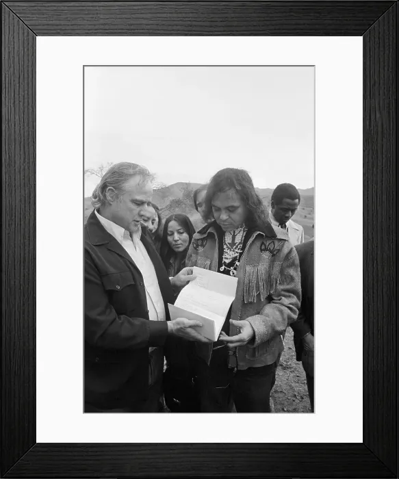 Framed Print : Marlon Brando Turning Land Over to Native Americans Framed Print : Marlon Brando Turning Land Over to Native Americans