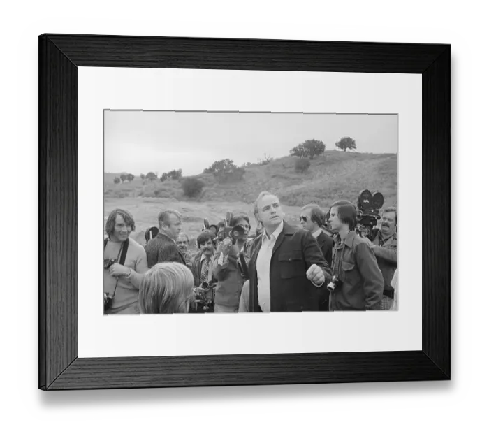 Framed Print : Marlon Brando with Newsmen Framed Print : Marlon Brando with Newsmen