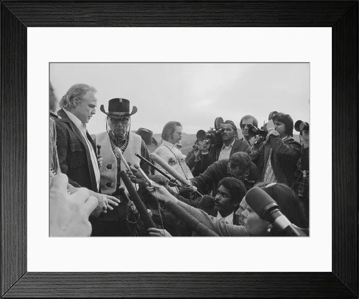 Framed Print : Marlon Brando Talking to Newsmen Framed Print : Marlon Brando Talking to Newsmen