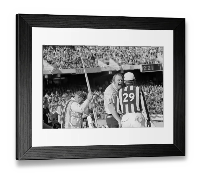 Framed Print : John Madden Screaming at Stan Davie Framed Print : John Madden Screaming at Stan Davie