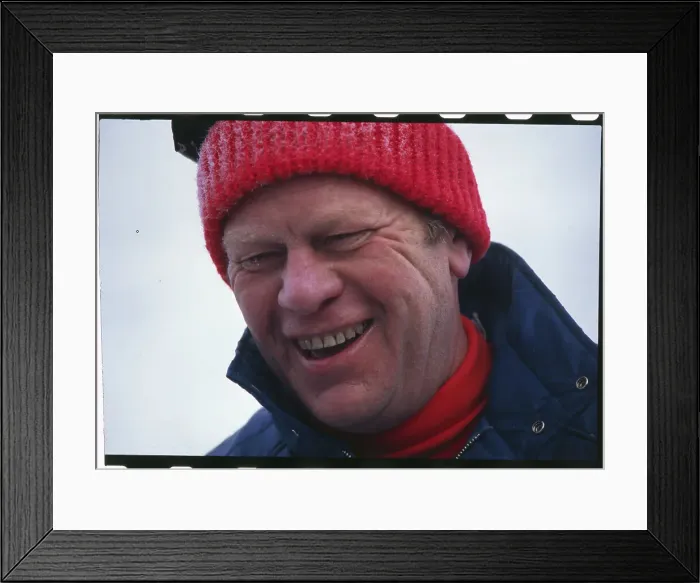 Framed Print : Gerald Ford Wearing Red Ski Cap