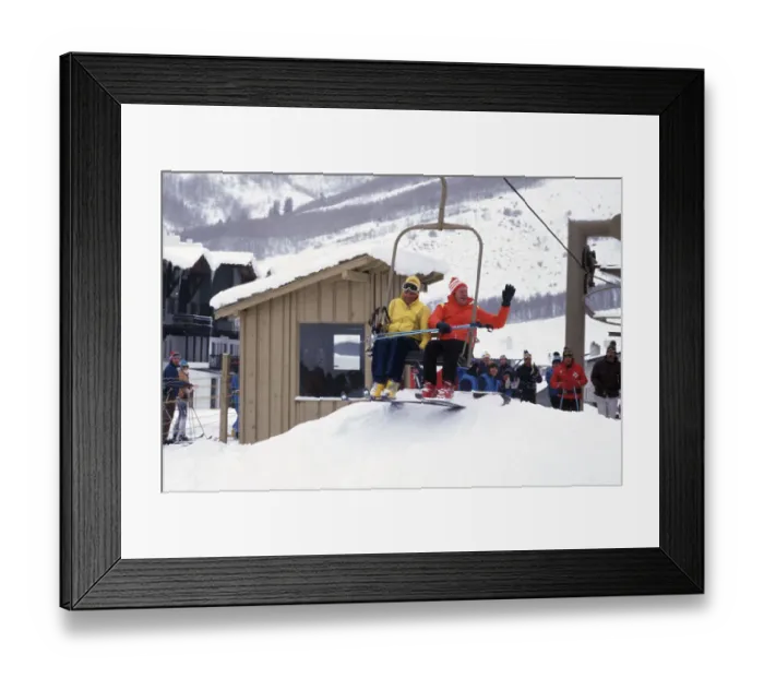 Framed Print : Gerald Ford Waves To Crowd On Ski-Lift Framed Print : Gerald Ford Waves To Crowd On Ski-Lift