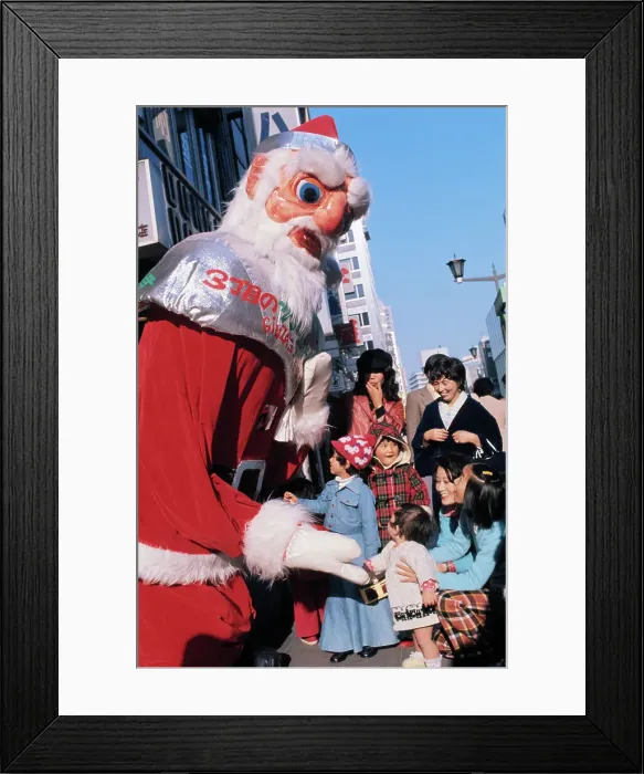 Framed Print : Japanese Children Greeted by Giant Santa Framed Print : Japanese Children Greeted by Giant Santa