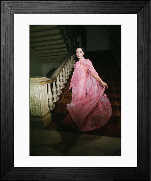 Framed Print : A Model In A Pink Chiffon Dress Framed Print : A Model In A Pink Chiffon Dress