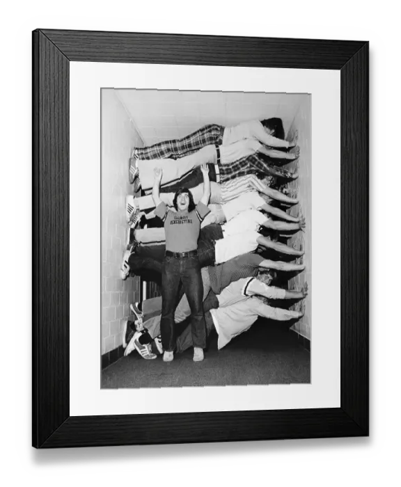 Framed Print : College Students Climbing the Walls Framed Print : College Students Climbing the Walls