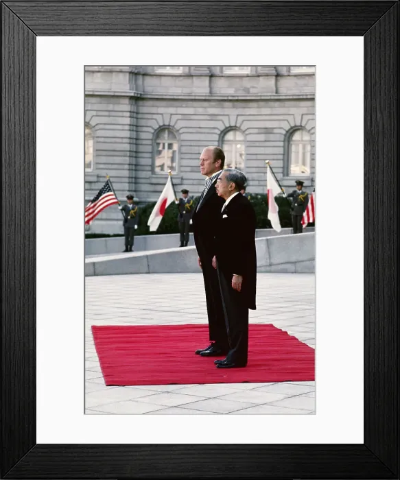 Framed Print : Gerald Ford and Emperor Hirohito Standing at Attention Framed Print : Gerald Ford and Emperor Hirohito Standing at Attention