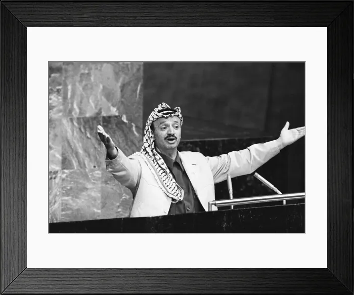 Framed Print : Yasser Arafat Making Open-Armed Gesture Framed Print : Yasser Arafat Making Open-Armed Gesture