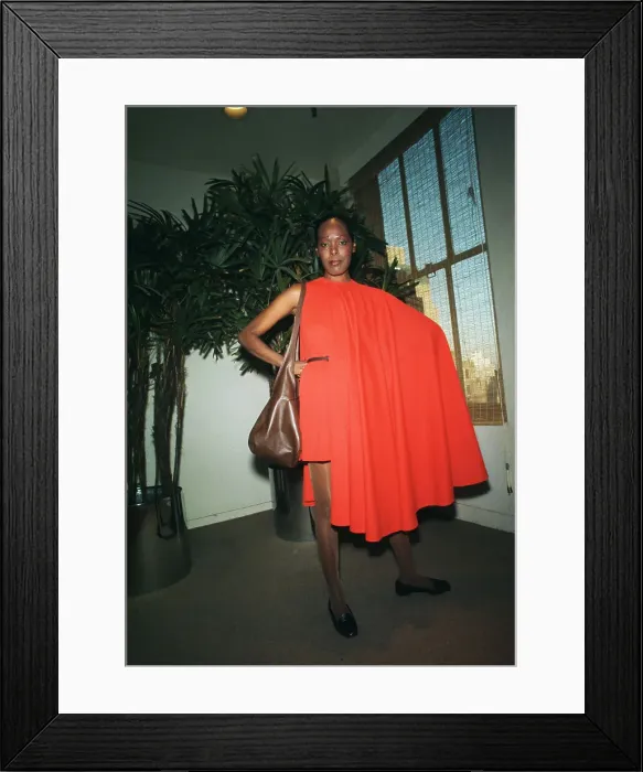 Framed Print : A Model In Red Dress And Cape Framed Print : A Model In Red Dress And Cape