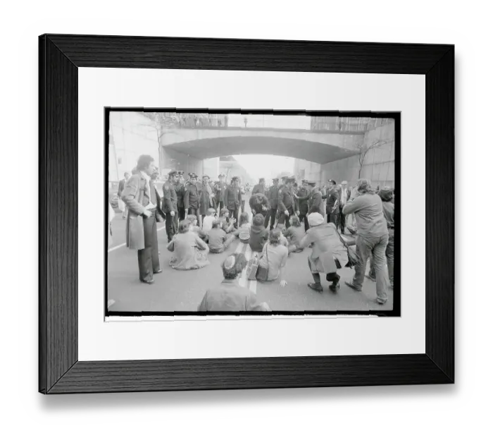 Framed Print : Protesters Sitting in the Street Framed Print : Protesters Sitting in the Street