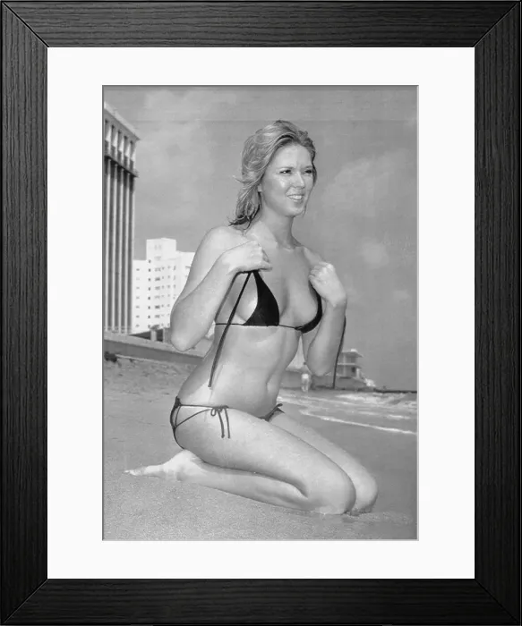 Framed Print : Patti Mac Ties Her String Bathing Suit