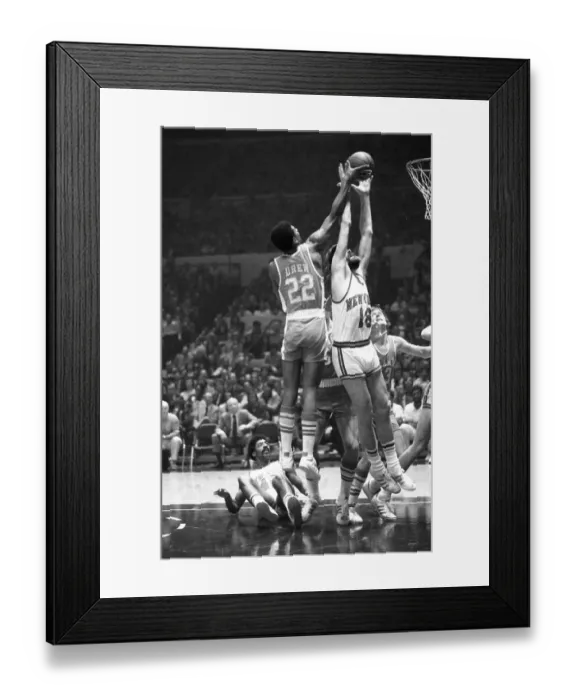 Framed Print : John Drew (22) of the Atlanta Hawks, jumps for the rebound with Knick's Phil Jackson Framed Print : John Drew (22) of the Atlanta Hawks, jumps for the rebound with Knick's Phil Jackson