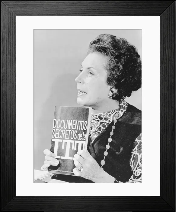 Framed Print : Hortensia Bussi De Allende with Document on Her Husband's Overthrow Framed Print : Hortensia Bussi De Allende with Document on Her Husband's Overthrow