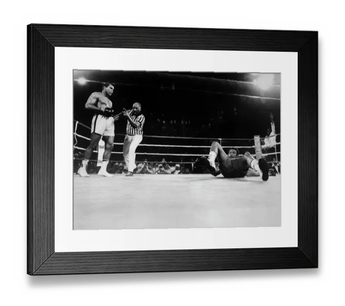 Framed Print : Muhammad Ali Knocks George Foreman onto the Canvas Framed Print : Muhammad Ali Knocks George Foreman onto the Canvas